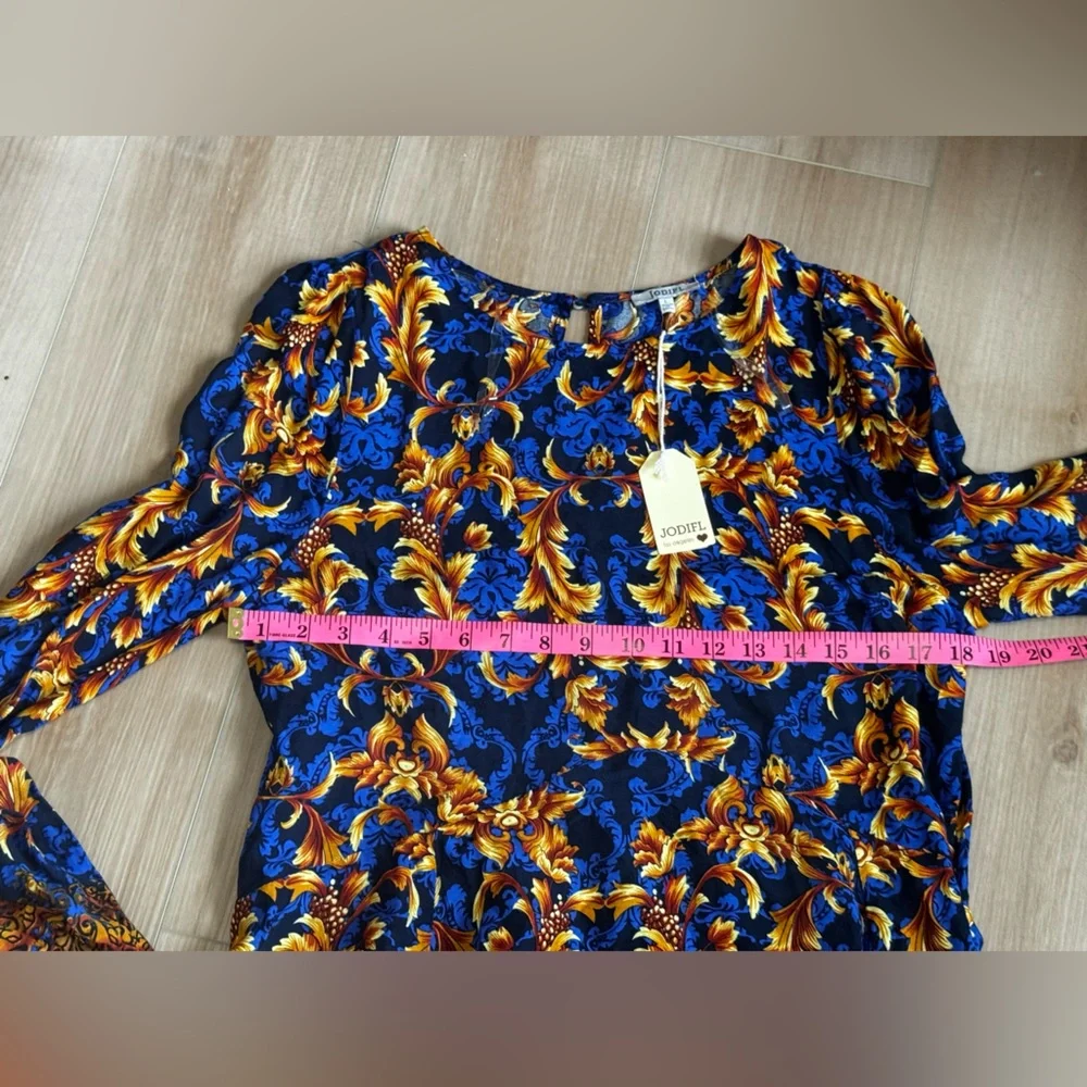 JODIFL “Sarah” Navy Floral Baby Doll Dress - Picture 8 of 10